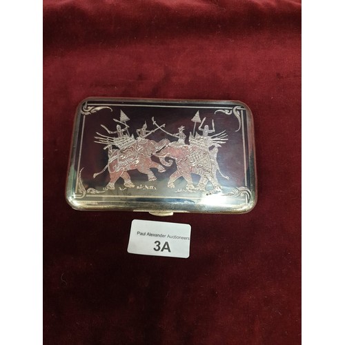 3a - Silver Niello Card Case 132g 12.5cm x 8cm