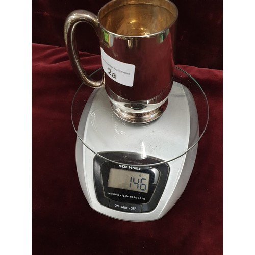 2a - Silver Hall marked birmingham tankard makers Johnson, Durban & Co Ltd 146 grams.