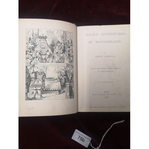 75b - 1st edition alice adventures in to wonderland by lewis caroll dated 1877.