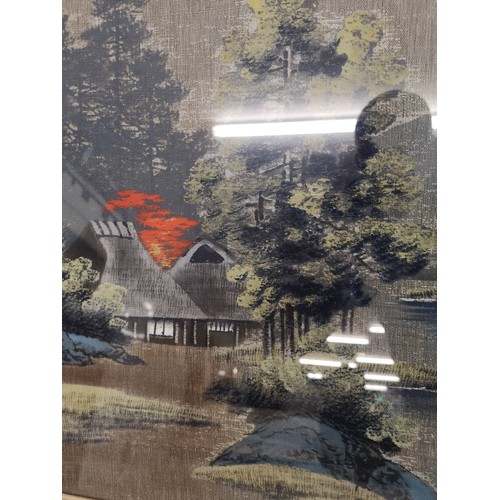 48a - Pair of Early Oriental silks in fitted frames.