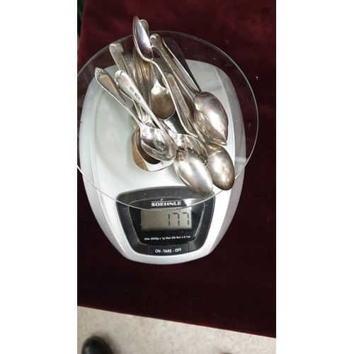 3b - Large selection of silver Hall marked tea spoons. 177 grams..