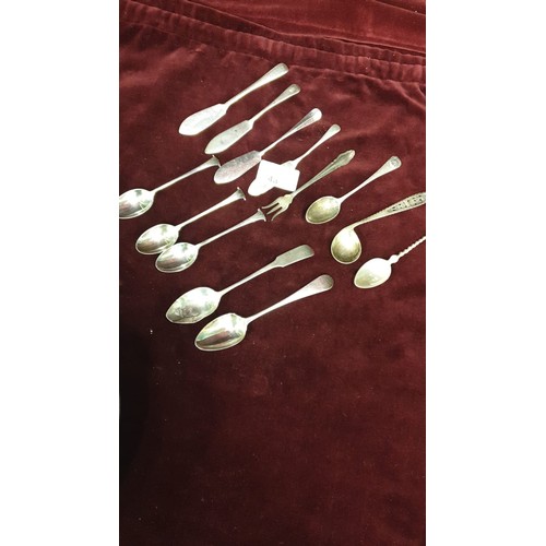 4a - Selection of silver Hall cutlery butter knifes spoons etc to include 2 georgian spoons and 2 contine... 