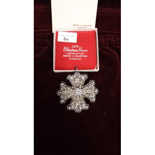 8a - Sterling silver Reed and Barton large silver Christmas tree decoration with original box.