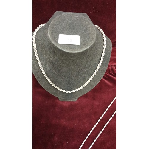 18 - Heavy silver 20 inch rope chain.