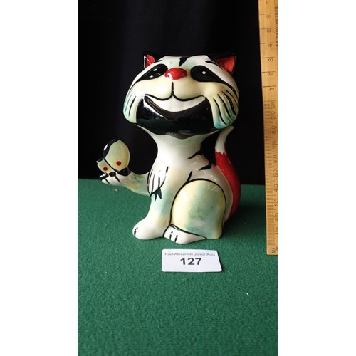 127 - Signed Lorna Bailey Cat 14cms High