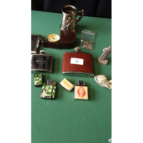15 - Selection of collectables includes lighters etc .