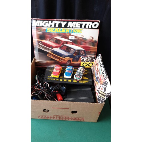 87 - Large Box of Scalextrics track and cars etc .