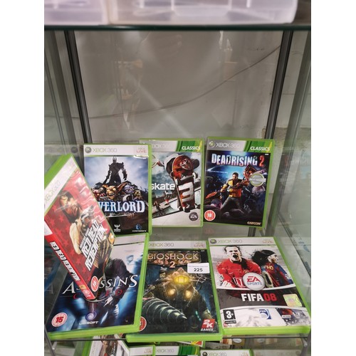 225 - Shelf of xbox 360 games.