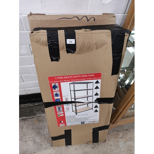 238 - Boxed 5 tier shelving unit.