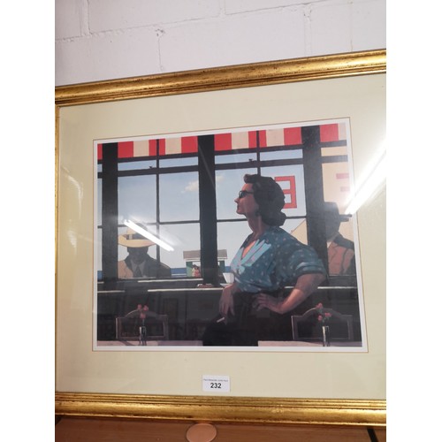 232 - Lady at the bar print signed Vettriano.