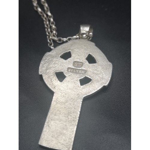 247 - Small lather jewellery box containing Celtic pendants  etc includes silver makers SS.