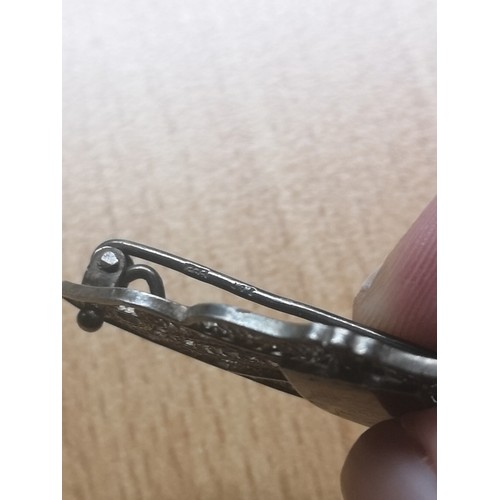 142 - Silver fillagree brooch with salzburg enamel badge.