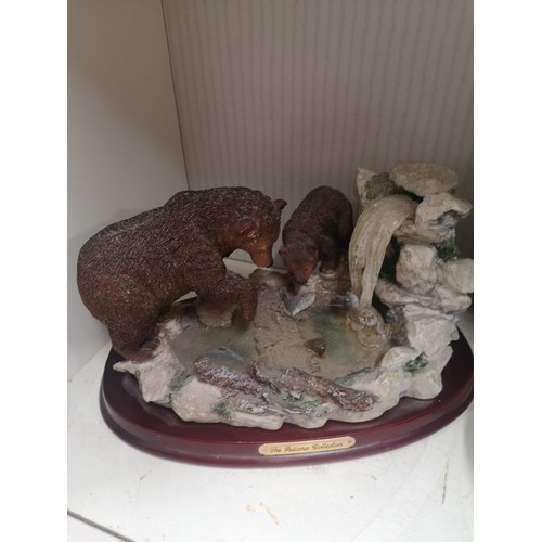 145 - Shelf of collectables includes study, decanters etc.