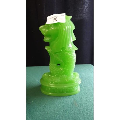 70 - Lot of collectable includes Oriental dogs, dragon figure, green coloured lion etc.