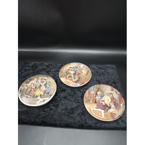 76 - 3 Pratt Ware Pot Lids The Wolf And The Lamb, Hide And Seek ,and A Letter From The Diggins