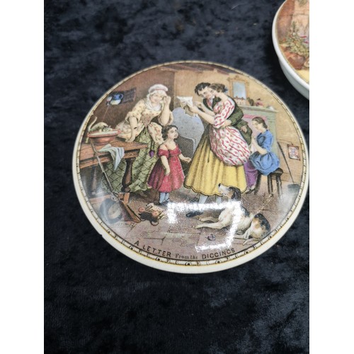 76 - 3 Pratt Ware Pot Lids The Wolf And The Lamb, Hide And Seek ,and A Letter From The Diggins