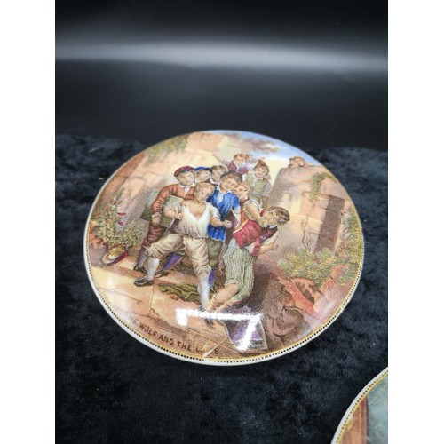 76 - 3 Pratt Ware Pot Lids The Wolf And The Lamb, Hide And Seek ,and A Letter From The Diggins