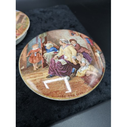 76 - 3 Pratt Ware Pot Lids The Wolf And The Lamb, Hide And Seek ,and A Letter From The Diggins