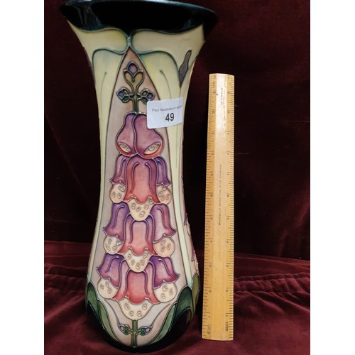 49 - Large Stunning Moorcroft Vase Foxglove Pattern 30CMS Tall Signed By Rachel Bishop