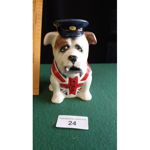 24 - Staffordshire bull dog Figure with Union Jack flag.