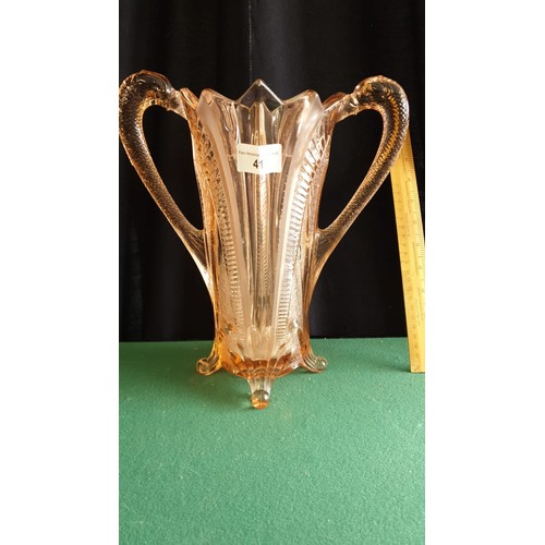 41 - Large art deco Swan necked glass vase.