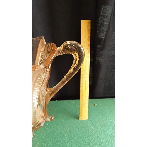 41 - Large art deco Swan necked glass vase.