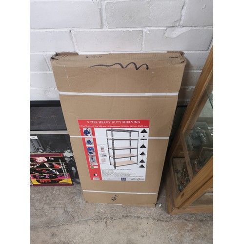 238a - Boxed 5 tier heavy duty shelving unit flat packed.