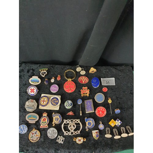 31 - Selection  of enamel badges etc .