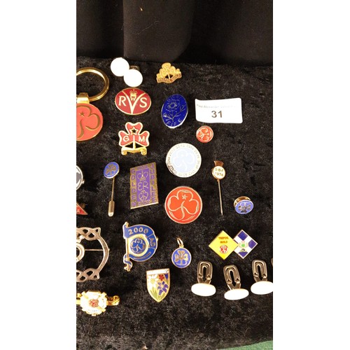 31 - Selection  of enamel badges etc .