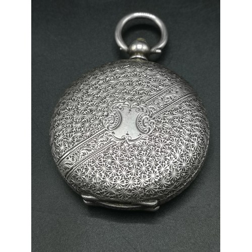 38b - Edwardian silver 935 pocket watch with enamel and gold numerals.