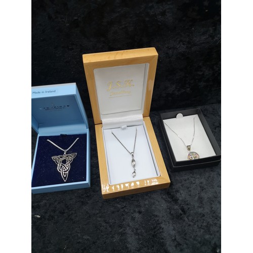 42a - Group of Silver necklaces with pendant s.