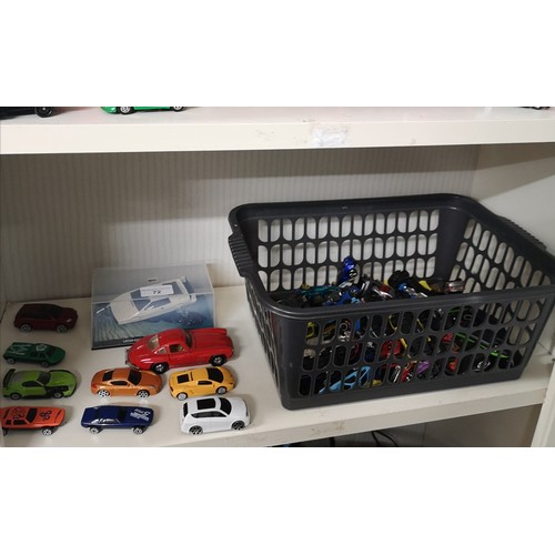 72 - Shelf of playworn vehicles includes 007 James bond vehicle etc.