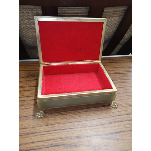 244 - Art deco Heavy onyx jewellery box with fitted interior .