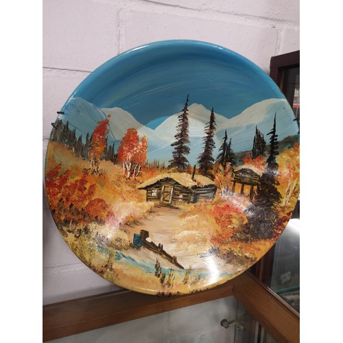 93 - Pair of Yukon Hand painted metal bowls signed by artist .