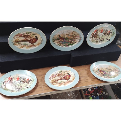 89 - Set of 6 ceramic plates depicting grouse etc .