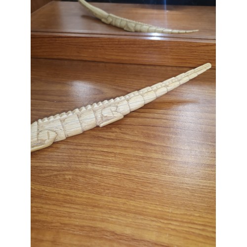 43 - Large oriental bone carved crocodile.