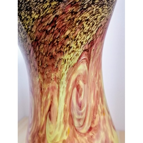 56A - Large Strathearn scottish glass vase in beautiful colourations of yellow, red, brown with gold fleck... 