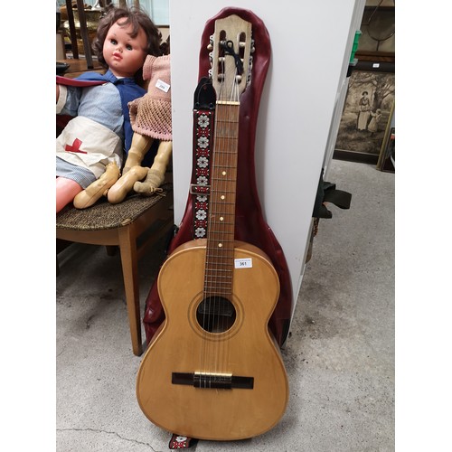 361 - Tranquillo giannini acoustic guitar with red case.