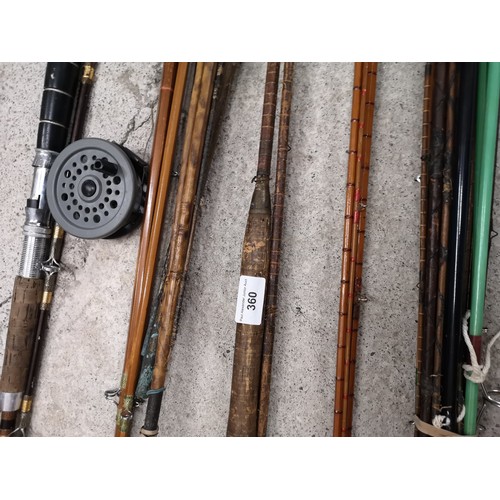 360 - Lot of fishing rods and fly reel.