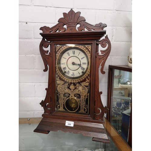 288 - Large 1900s American ginger bread clock with pendulum