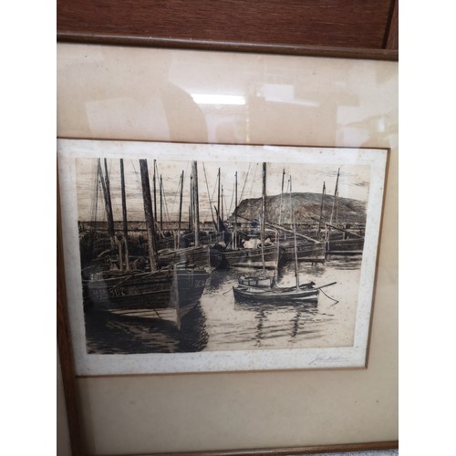 273 - Water colour Depicting foreign country side scene dated 1950 together with harbour scene print signe... 