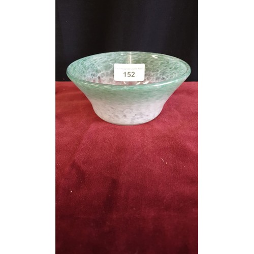 152 - Vasart Green and white adventurine unusual shaped bowl.