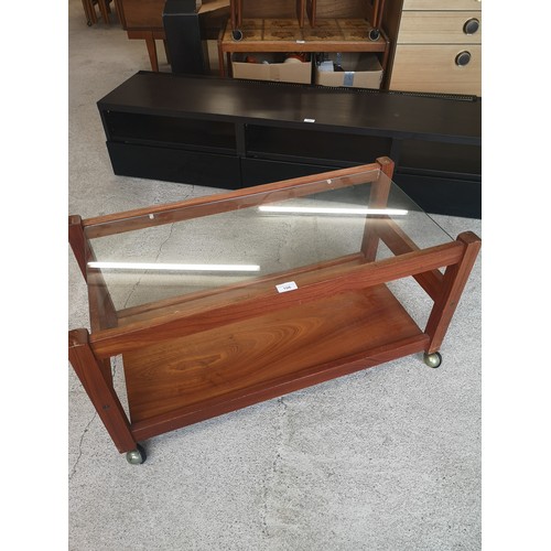 106 - Retro teak 2 tier coffee table .