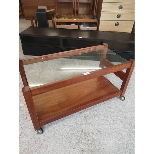 106 - Retro teak 2 tier coffee table .