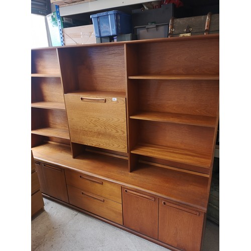 406 - Large Teak Book shelf unit with bureau centre.