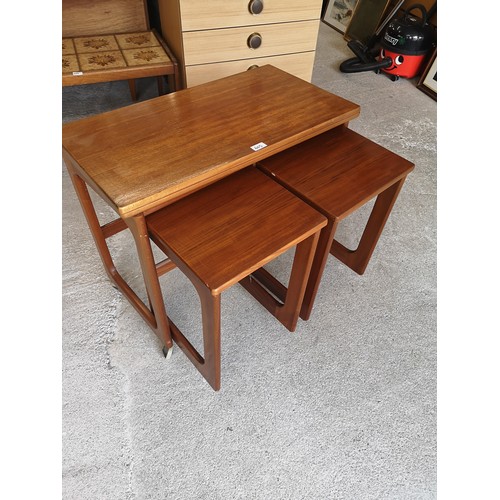 405 - Teak mackintosh of Kirkcaldy nest of tables with card table design.