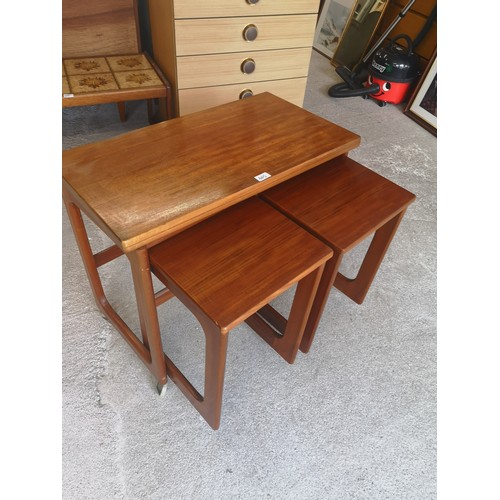 405 - Teak mackintosh of Kirkcaldy nest of tables with card table design.