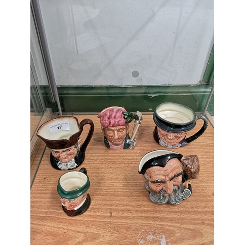 17 - Lot of 5 Royal Doulton toby jugs  .