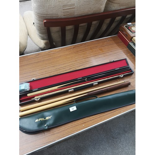 96 - 2 Snooker cues one with box .