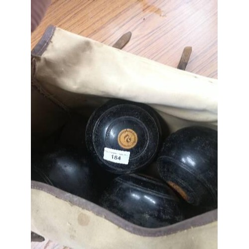 184 - Early bowling bowls together with bag .